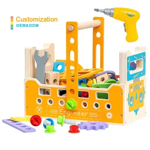 Hot Selling Montessori Educational STEM Construction Toys Wooden Tool Set Toddler Tool Bench Wooden Pretend Play for Kids