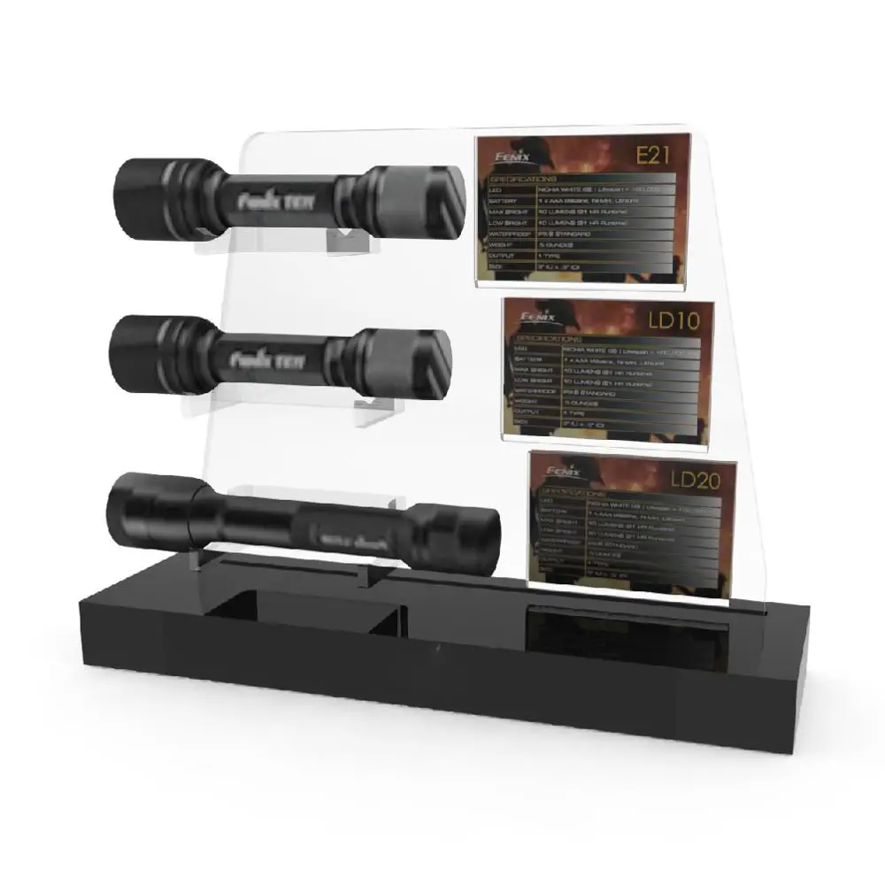 Desktop Clear Cover and Black Base Acrylic Lightsaber Collectables Display Box With Two Supports
