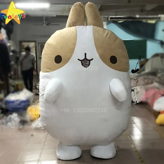 Funtoys CE Funny Inflatable Molang Rabbit Easter Bunny Cartoon Character Animal Grey Mascot Costume for Sale