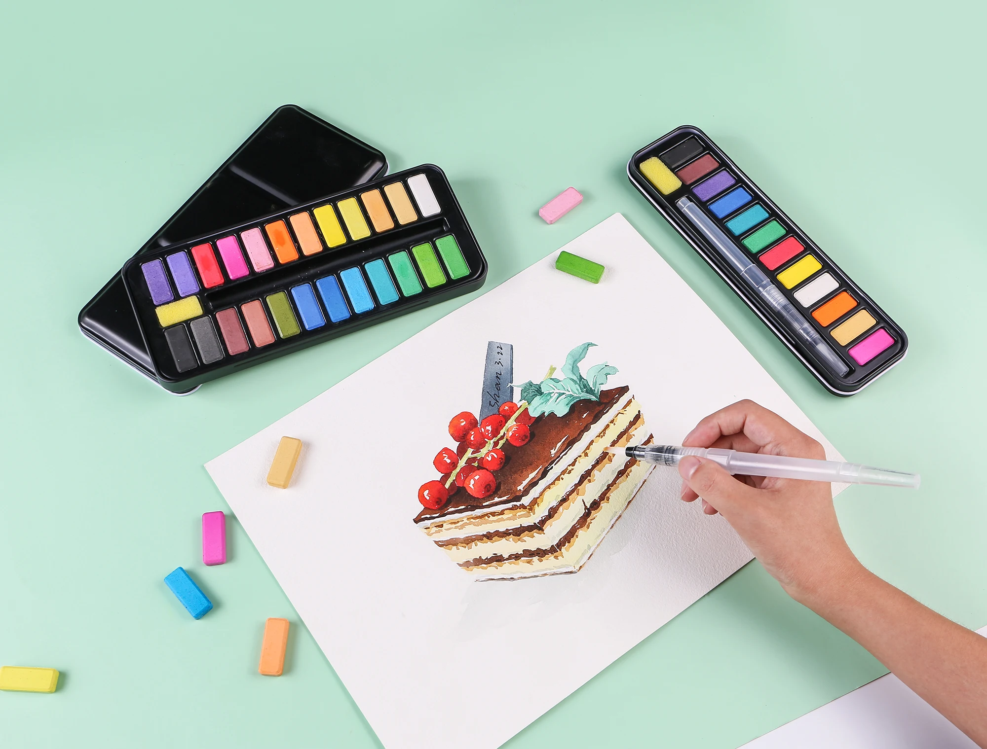 Профессиональное производство, Новое поступление, яркая палитра, Пользовательский ярлык, набор ручек для акварели