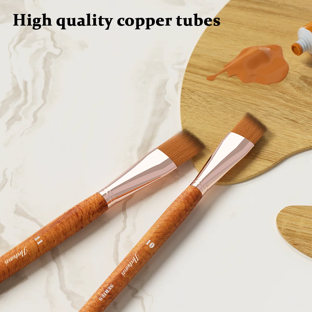 Professional 15 Pieces Nylon Wool Hair Wooden Handle Artist Drawing Paint Brushes Set for Acrylic Watercolor Gouache Oil