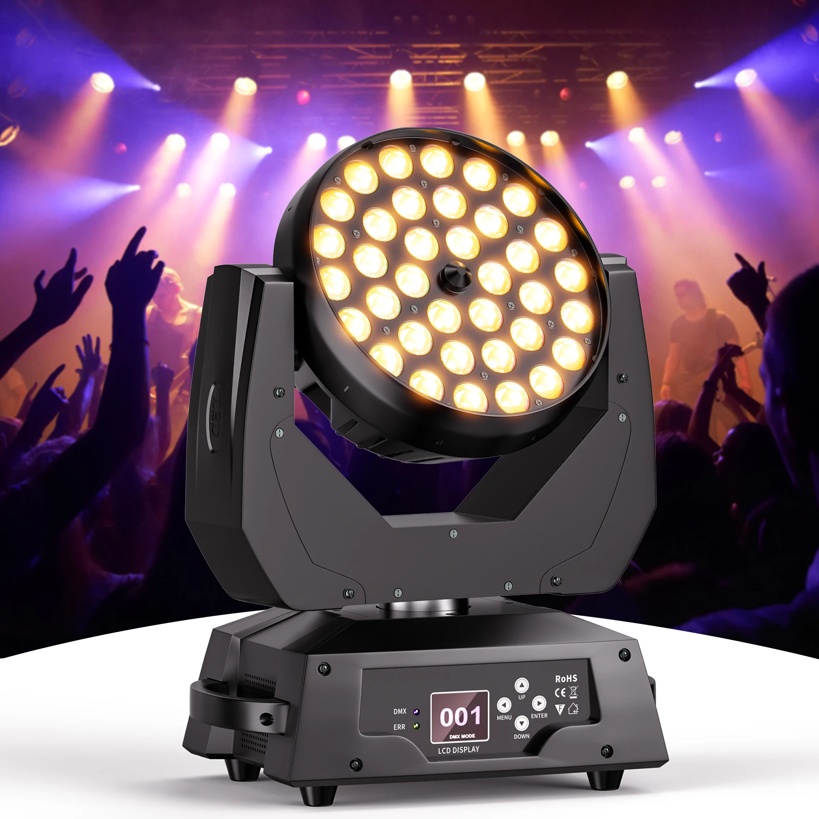Lyre wash led moving head zoom rgbw éclairage de scène professionnel_voghion.com