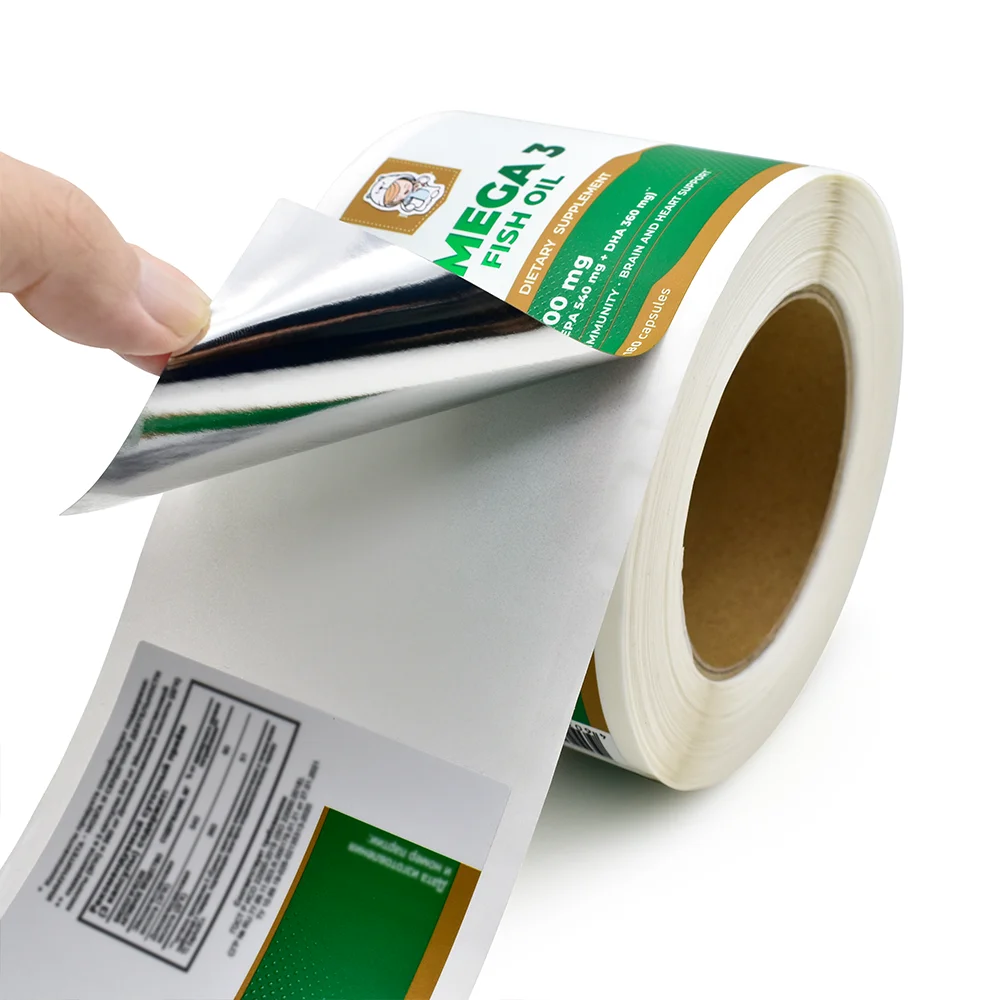 Роскошный печатный медицинский продукт небольшой персонализированный логотип рулон водонепроницаемый белый наклейка для бутылки 5
