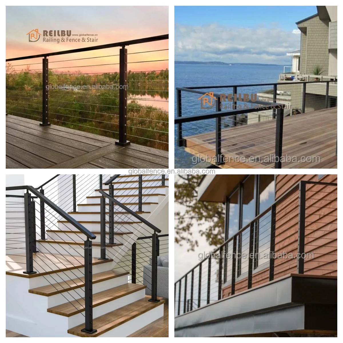 Reilbu Easy to Install Black Cable Railing for Decks & Balconies ...