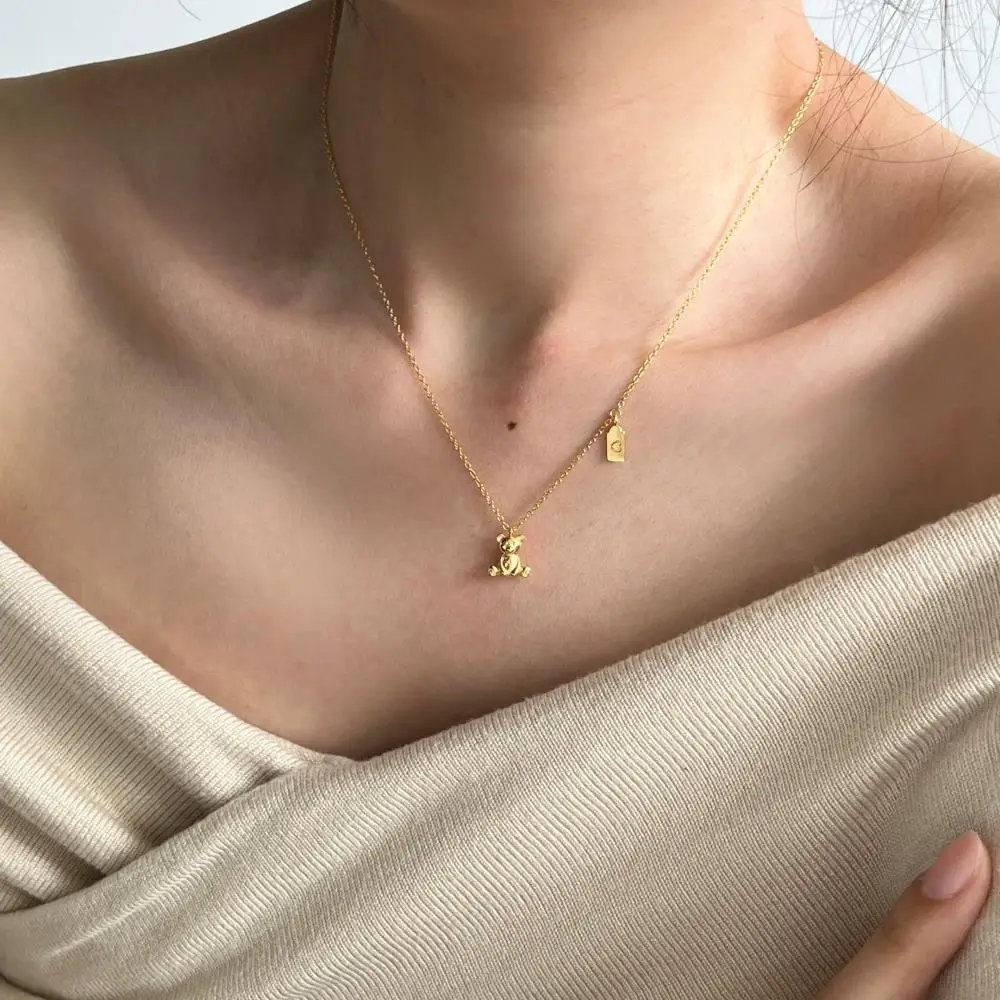 KAKODIY Fashion Luxury Fashion 925 Sterling Silver Jewelry 18K Gold Plated Pendant Bear Necklace detail 8