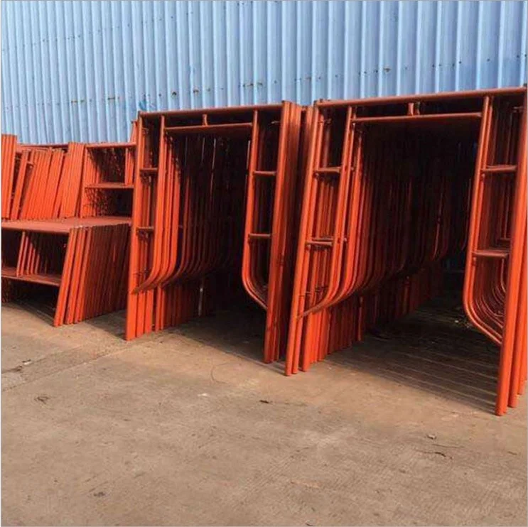 Walk Through Scaffold Frame Weld Arch Steel Painting a Frame Q235 Tubular Steel Ladder Frame Scaffolding