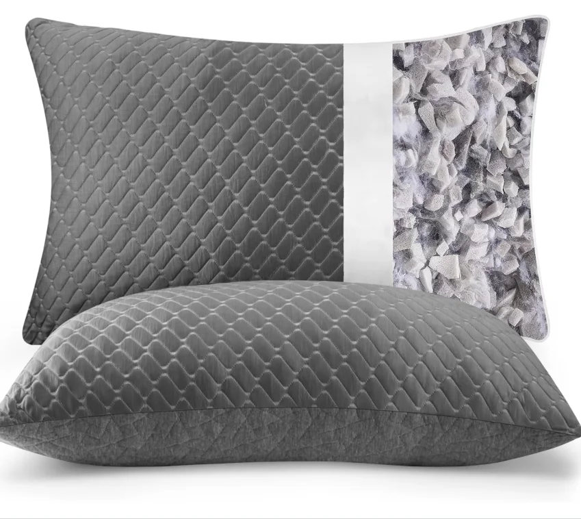 Removable Cooling Fabric Cover Adjustable Height Neck Support Custom Premium Shredded Charcoal Memory Foam Pillow for Sleeping