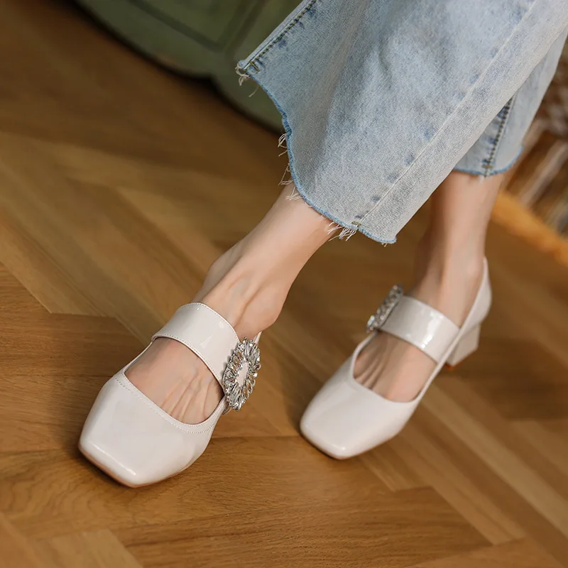 Elegant Women's Shoes with Thick Heels and Shallow Mouth