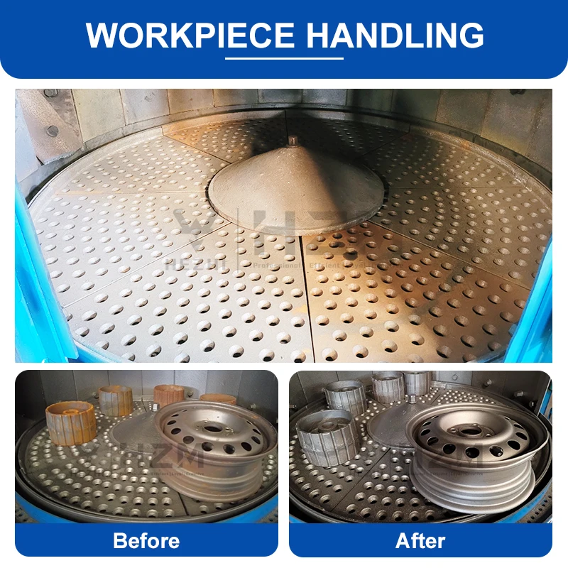 Small Rotary Table Shot Blasting Machine Turntable Alloy Wheel Blaster Manufacturer in China