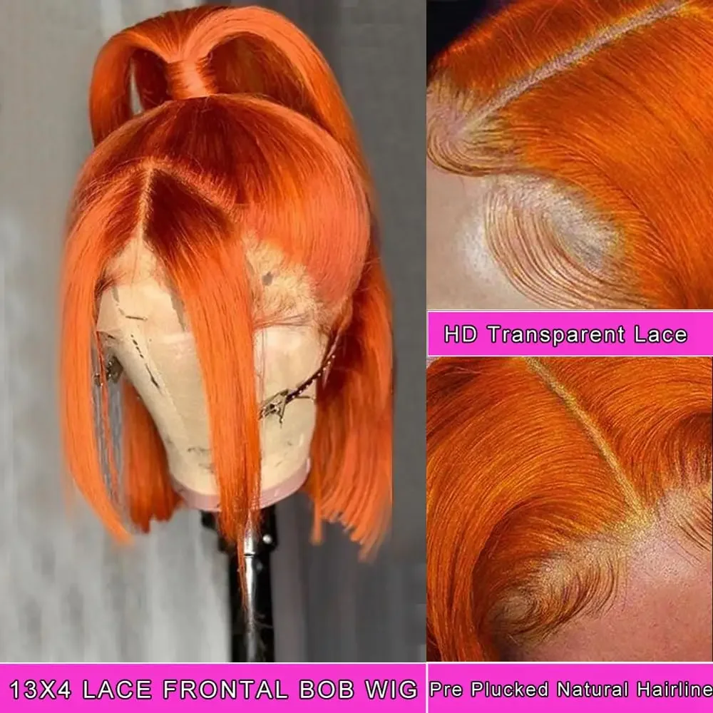 Perruques BOB droites 13x4 pour femmes perruques brésiliennes en cheveux humains pré-épilées avec dentelle frontale_voghion.com