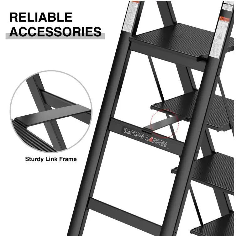 Dation 4 Steps Folding Herringbone Ladder - Lightweight Aluminium, Anti ...