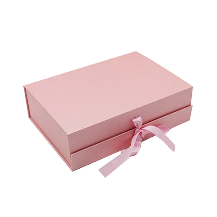 Jinayon Custom Pure Pink Rigid Box Magnetic Box with Pink Ribbon Logo Customized Recyclable factory