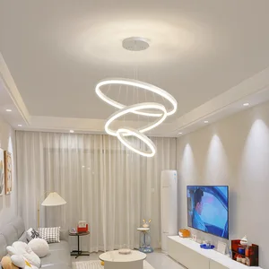 JACKSUN Modern Luxury Chandelier Lamp Metal Ring Hanging Light Simple Minimalist Master Living Room Bedroom Master