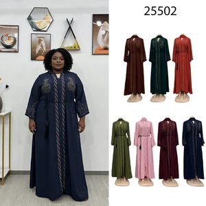 New Wholesale Middle Eastern Women Muslim Robe Printed Casual Fashion V-neck Dress