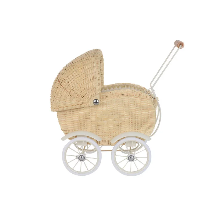 Nordic style children's room decorative toys handmade rattan trolley-777029