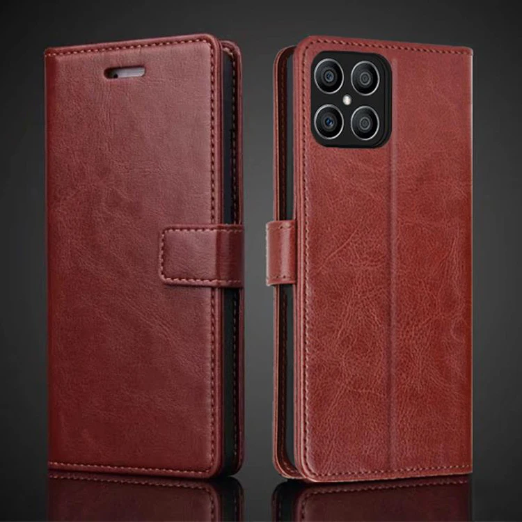 Card Holder PU Leather Cover Case for Honor X8 6.7