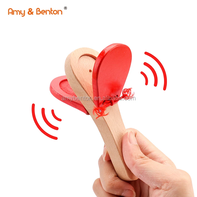 Kids Musical Toys Noise Maker Instruments Wooden Hand Clapper for Wholesale