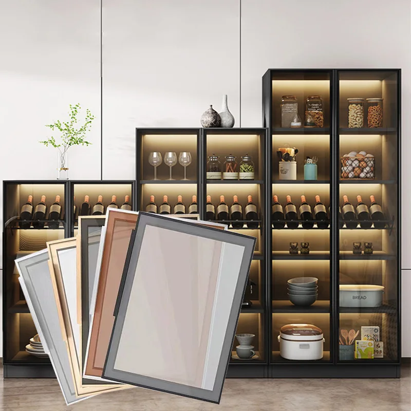 Alibaba.com: Aluminum Frame Glass Door Wardrobe Slim Kitchen Cabinet ...