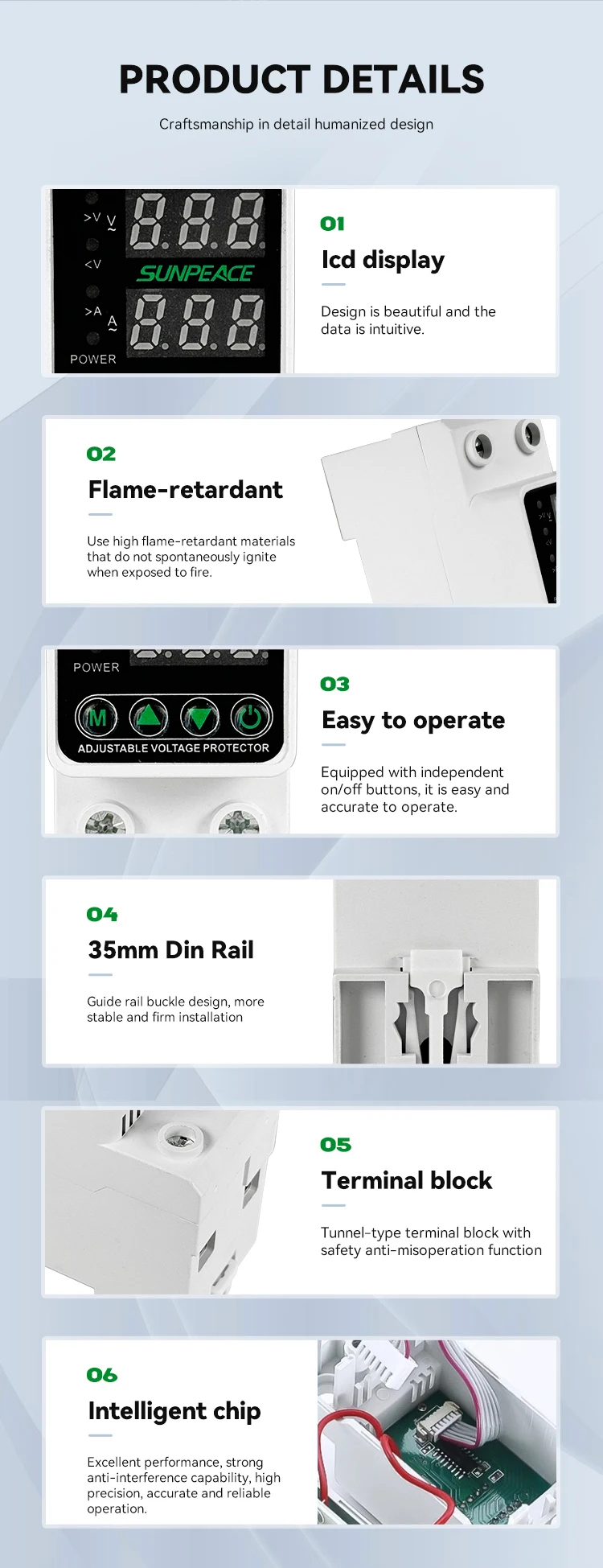 63A 80A 100A AC DC AVP Din Rail Three Phase Over Under Voltage Protector For Photovoltaic PV Solar System 6 63A 80A 100A AC DC AVP Din Rail Three Phase Over Under Voltage Protector For Photovoltaic PV Solar System 6