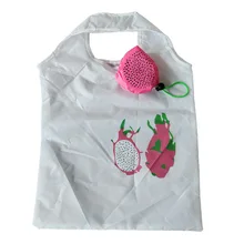 The portable shopping bag folds fruit design polyester grocery bags pouch custom printed logo