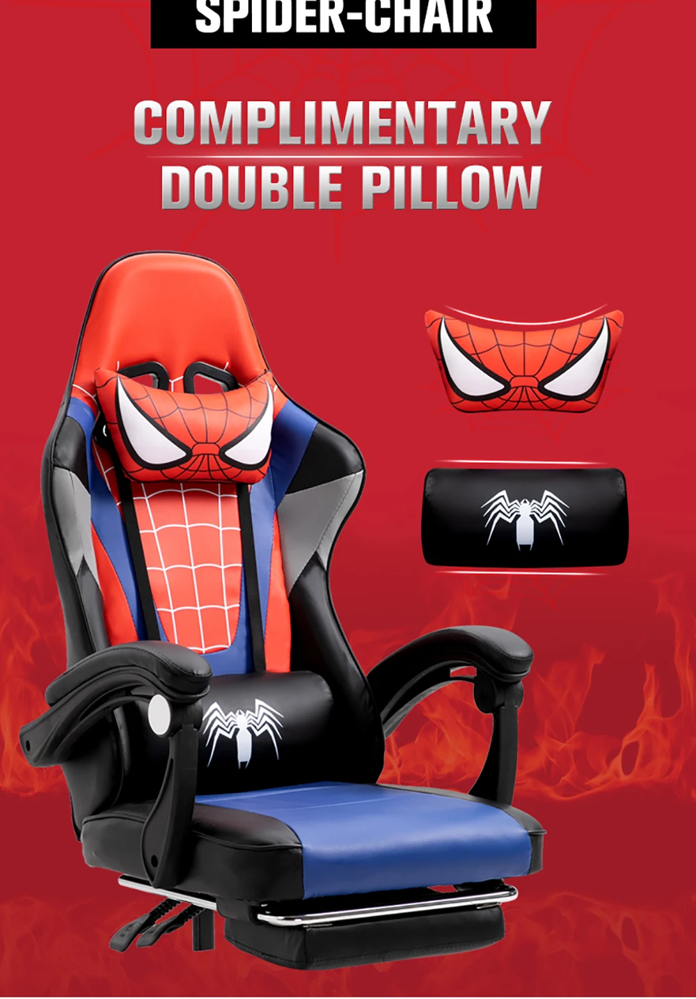 Custom Office Game Chair with Spider Man Vibration Motorize Station Room 3 Monitors 180 Spiderman Gaming Chair