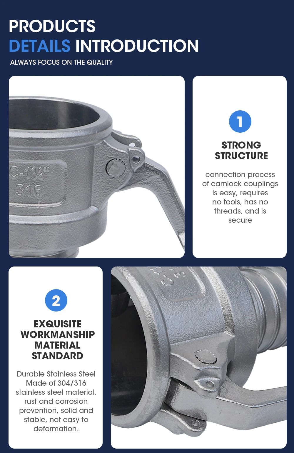 Warehouse Houston Usa Aluminium Camlock Quick Couplings Type C 2" Cam