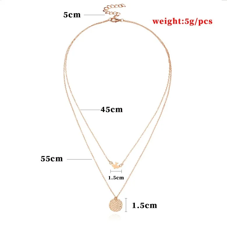 Fashionally Popular Street Style Peace Dove Multi-layered 18k Gold Plated Charm Women's Cheap Pendant Necklace