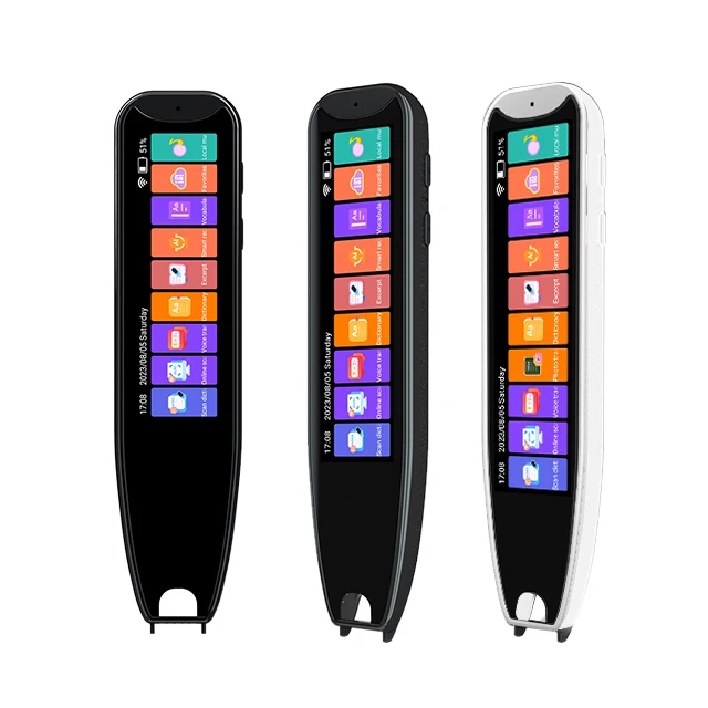 Smart Mini Translator Pen IPS Display Wi-Fi Enabled 134-Language Support Electronic Dictionary Recording Function White+Black