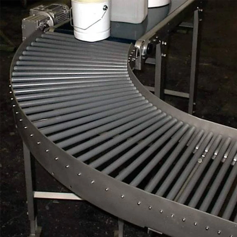 Back End of Line Packing Turning Curve Powered Gravity Roller Conveyor