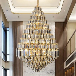 Modern Large Hanging Light Villa Room Stair Hotel Luxury Crystal Chandeliers for High Ceilings