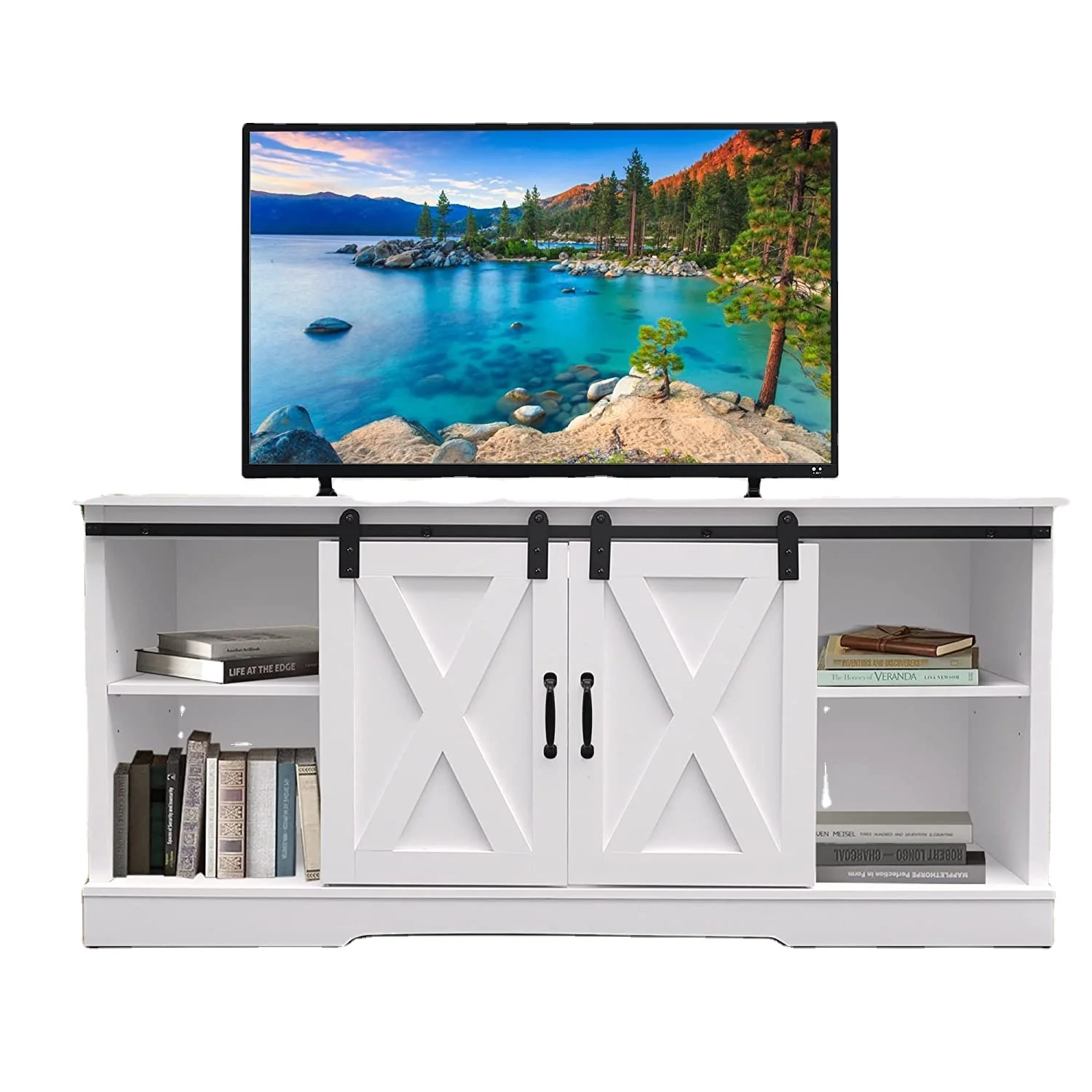 Современный развлекательный центр деревянная медиаприставка для хранения раздвижная дверь сарая телевизионная