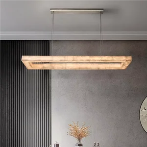 LED Nature Marble Rectangulaire Ceiling Chandelier Light Indoor Lighting Pendant Lamp for Stairs Hotel & Restaurant