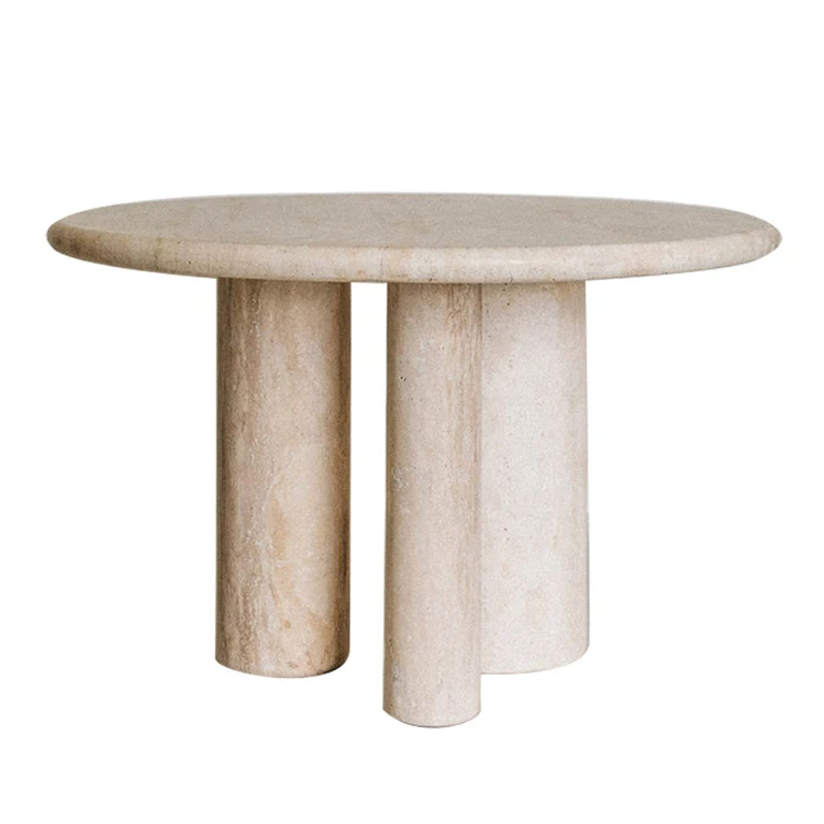Travertine Stone Columns Tables Luxury Home Villa Hotel Roman Beige Marble Coffee Table Cafe Antique Tables