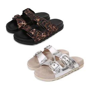 Za2026 Summer New Women's Platform Outdoor Flat Casual Sandals Animal Print Buckle Round Toe Slip-On Thick-Soled Beach Sandals