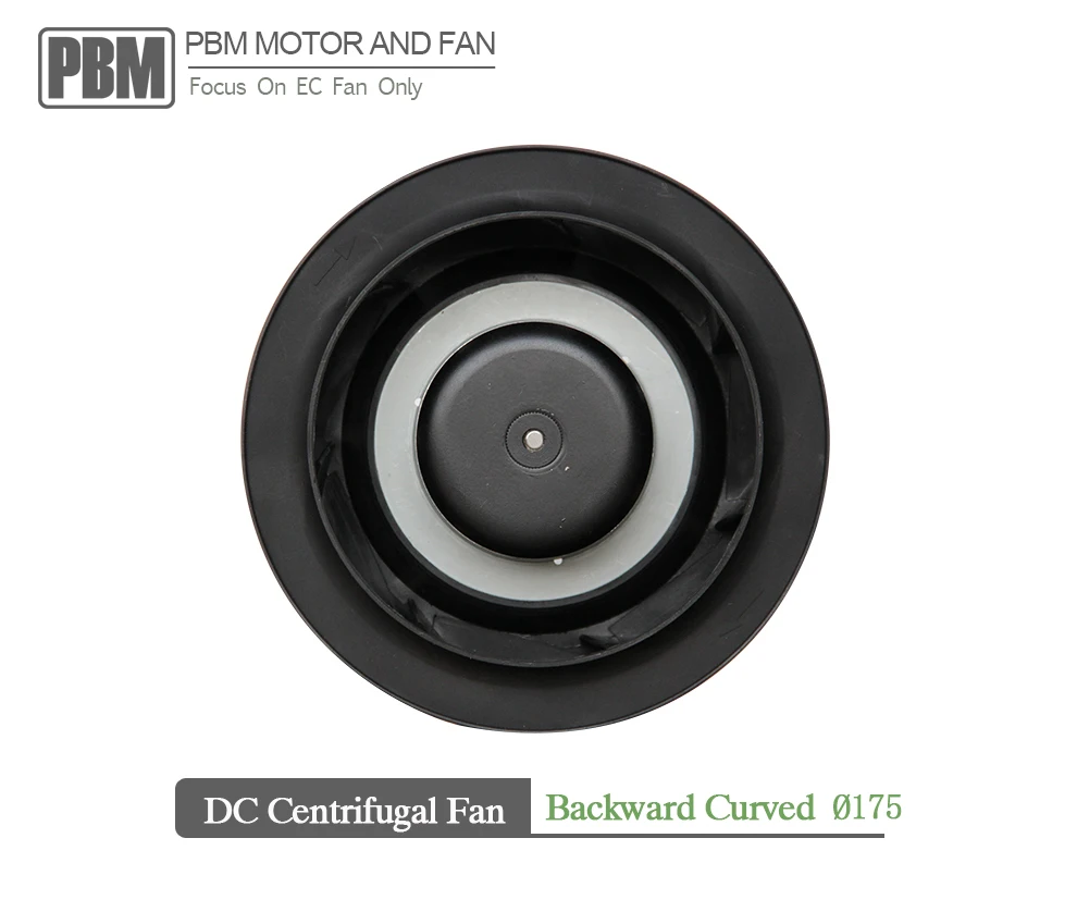 175mm 24V DC Backward Curved Centrifugal Cooling Fan with EC Motor
