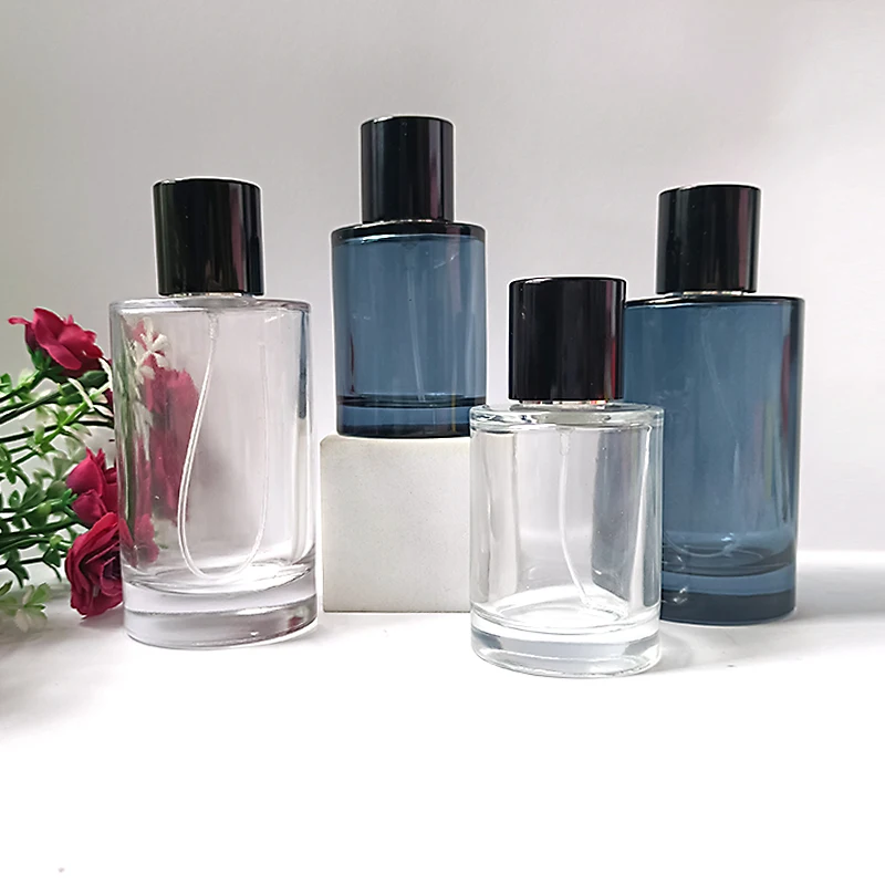 50ml 100ml Empty Perfume Bottle Cylinder Shape Perfume Glass Bottle  Cosmetic Packaging Wholesale Cosmetics Screen Printing
