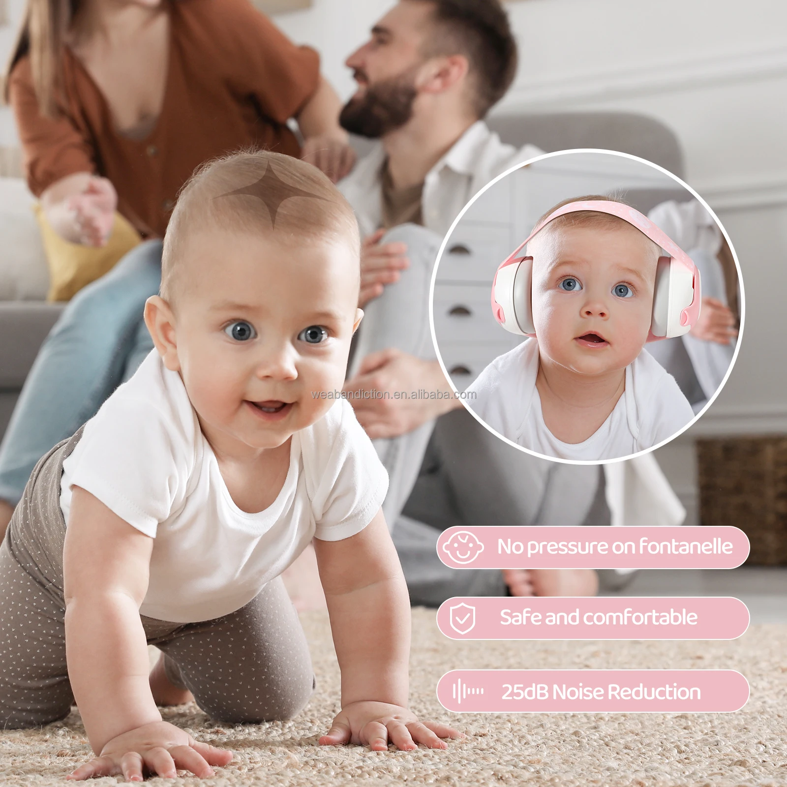 036 Months Baby Earmuffs 25db Noise Reduction Rating Infant Kids