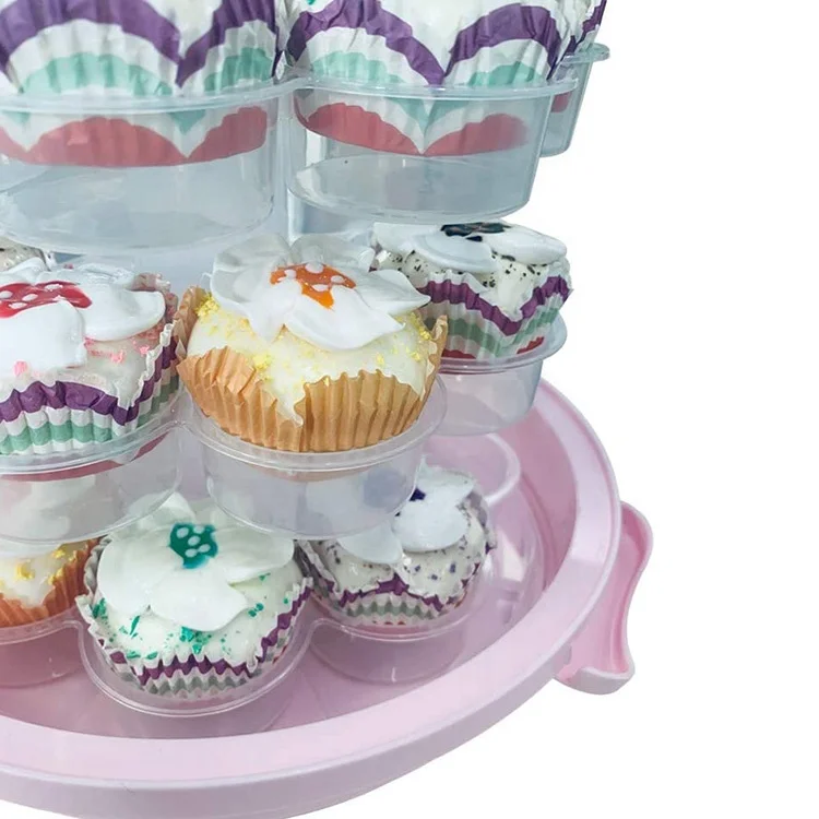 Portable Cupcake Carrier 3-Tier Muffin Holder Container Storage