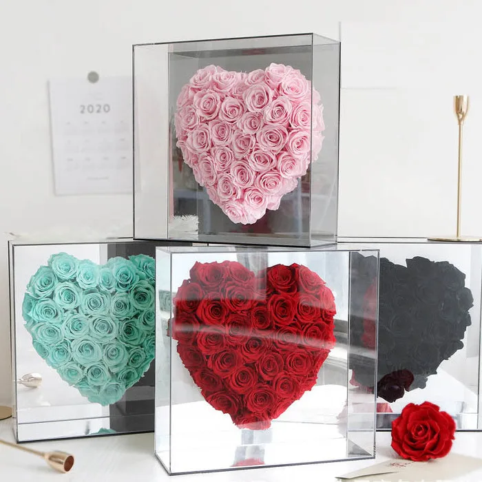 Personalized Acrylic Boxes| Ombre, Custom design with preserved roses | infinite discount roses | Valentines Day Gifts | Proposal Gifts