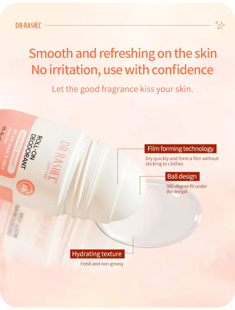 For DR RASHEL Advance Quick Dry Roll-on Antiperspirant Deodorant 48h Anti-Sweat & Odour Protection Solid Form Armpit Whitening