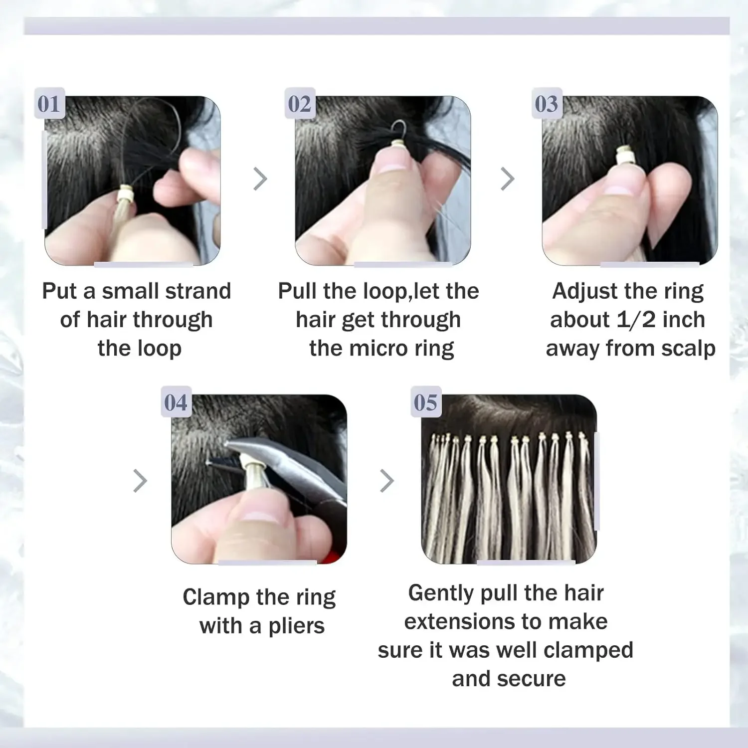 Mikrohurkos hajhosszabbítás Mikrogyűrűs hurkos hajpótló, gyöngyökkel, hidegen olvadó hajtűvel, halszálkás haj, Természetes egyenes, valódi haj #2_voghion.com