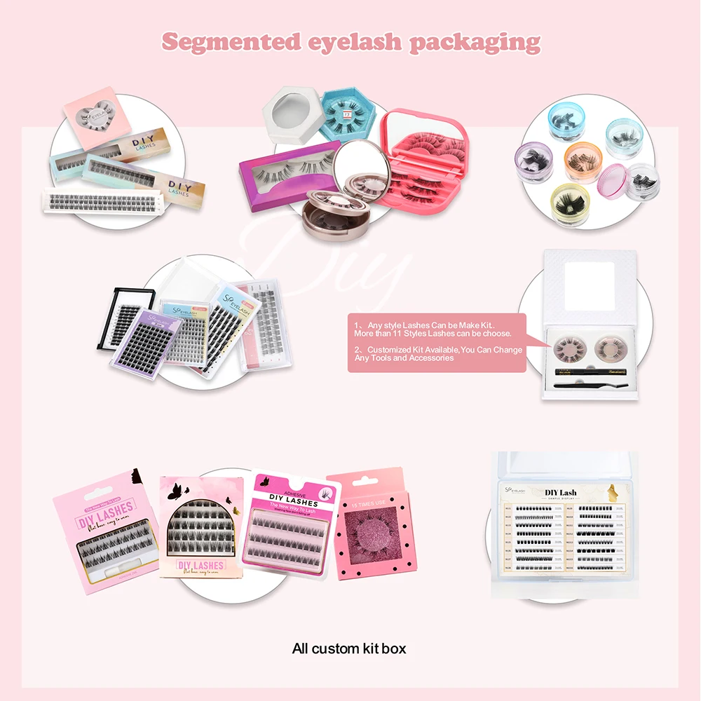 SP EYELASH Diy Segment Lash Kit Private Label Individual Cluster Lashes Natural Lashextension DIY Cluster Lash Extensions