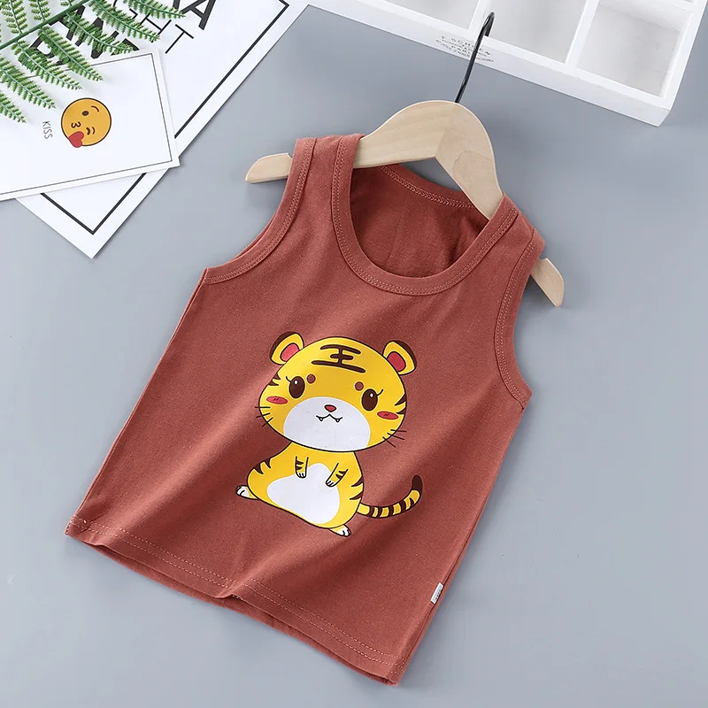 
Детский хлопковый жилет без рукавов, майка для младенцев, рубашка для маленьких мальчиков и девочек, на лето 
