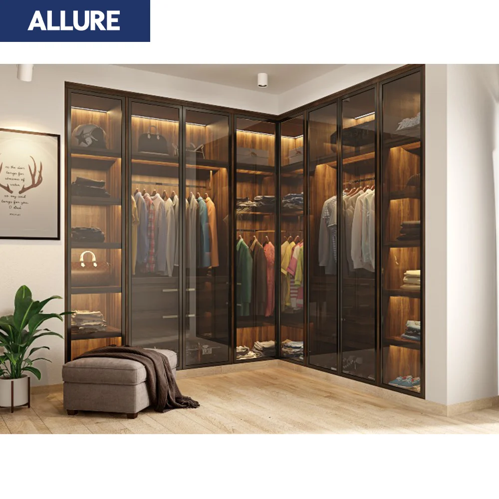 Allure Multifunction Four Door Contemporary Cheap Black Gloss Wardrobe Closet Sale Buy Black