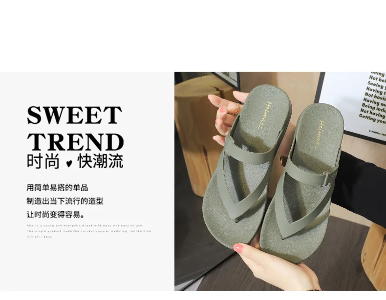 Women's slippers Summer New Fashion Mid Heel Diamond Surface Two-way Beach Fashion Casual Trend Indoor and Outdoor Flip-flops