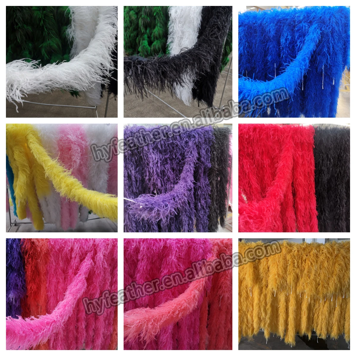 Factory Direct Ostrich Feather Boa Trimming 3 Colors High Quality