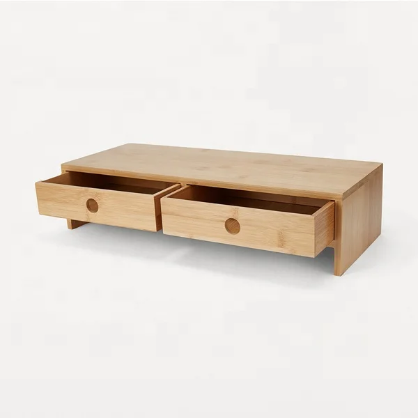 Бамбуковый Настольный держатель на заказ, настольный органайзер с 2 ящиками