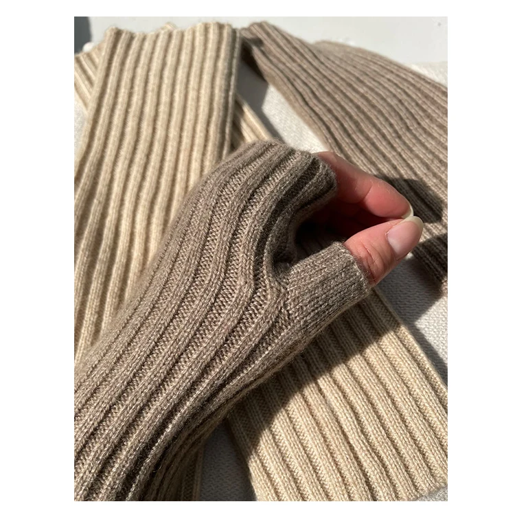 Внутренняя Монголия, оптовая продажа, утолщенные 100% кашемировые перчатки с длинным рукавом, чистые полупальцевые кашемировые варежки wo