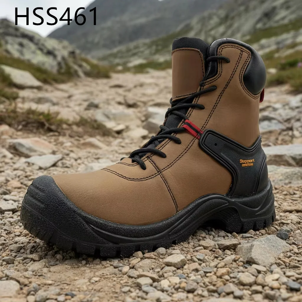 ZYF,Machine Operator High Level Crazy Horse Leather Brown Safety Shoes Energy Production Sturdy Amour Design Work Boots HSS461