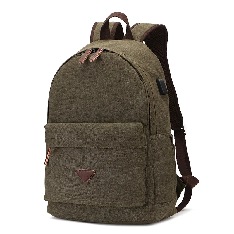 hot sale canvas mochilas school laptop backpack with USB